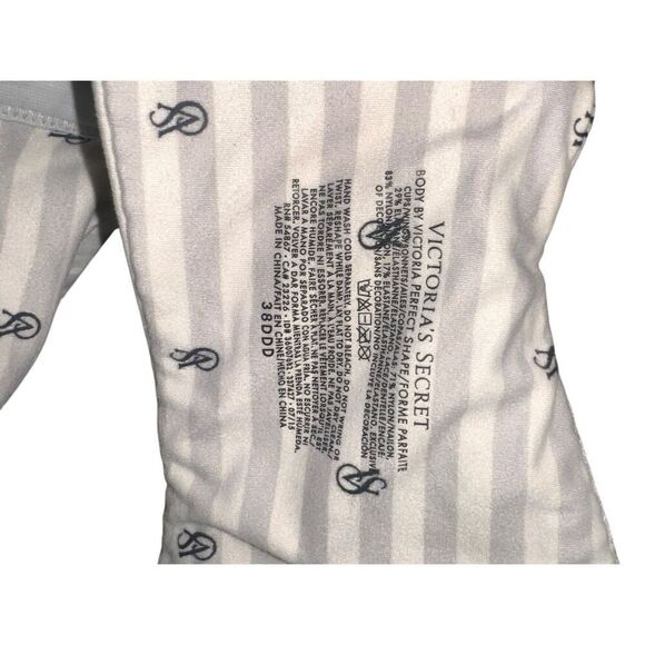 Victorias Secret 38DDD gray white  Striped Logo Body By Victoria Lined Demi Bra - Picture 5 of 5